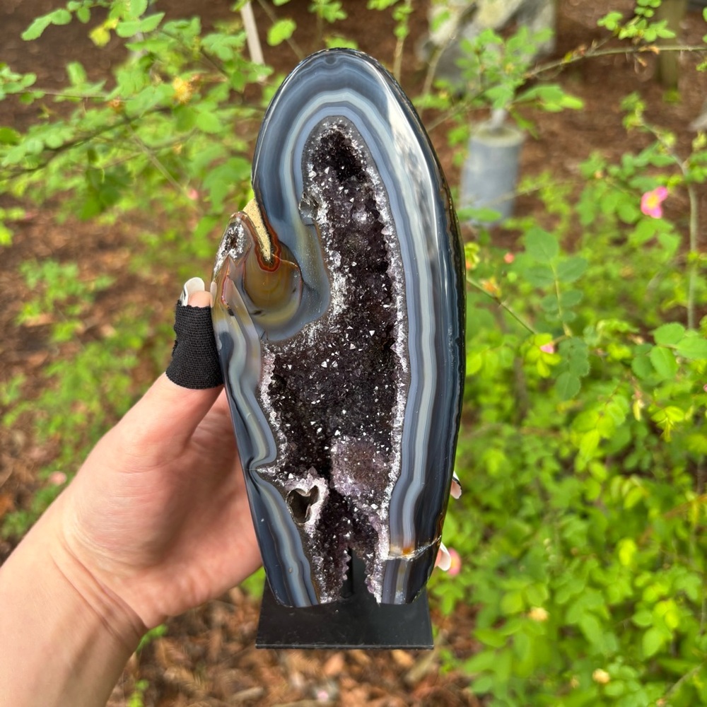Amethyst Druzy in Polished Agate | Brazil